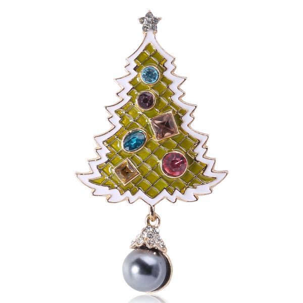 

factory new fashion alloy oil dripping pearl christmas tree brooch christmas