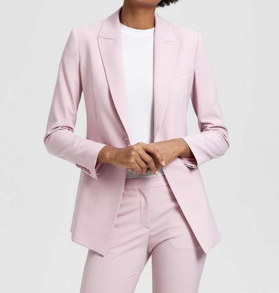 

elfbop blue/pink simple blazer + women causal long pants - 2021 set women's two piece, White