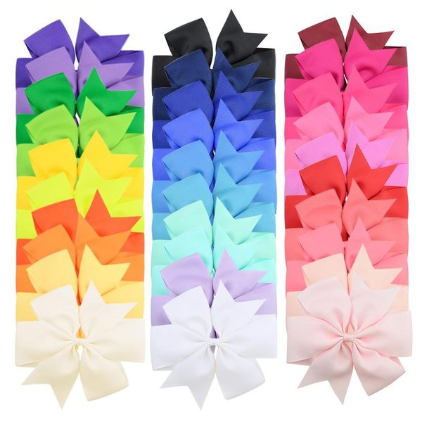

baby girls hairpins grosgrain ribbon bows with alligator clips childrens hair accessories kids boutique 6inch bowknot barrette for toddler, Slivery;white