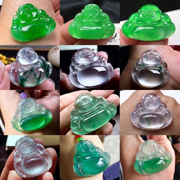 

a-cargo ite m jadeite pendant jade guanyin laughing buddha, White