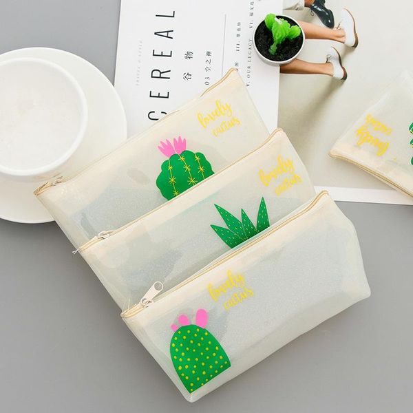 

cactus pencil case school bag cute silicone stationery storage bags