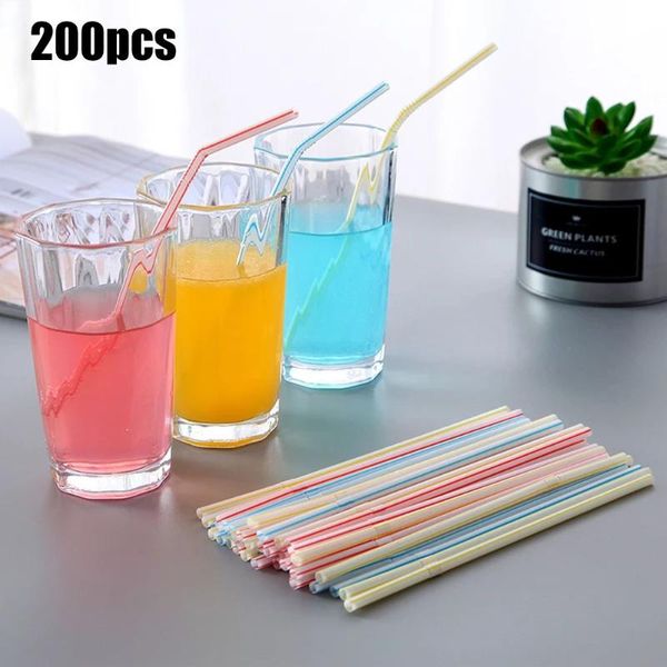 

drinking straws 200pcs striped colorful disposable bendy cocktail individual packaging birthday party bar accessories