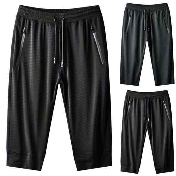 

men's shorts 2021 men ice silk cropped casual beach sport elastic waist breathable, White;black