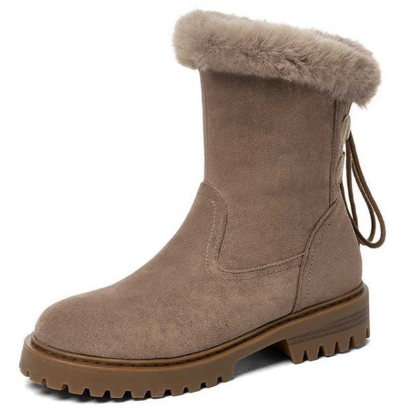 

zawsthia brown faux suede womans winter warm shoes cozy rabbit fur plush women ankle snow boots plus size 43 210611, Black