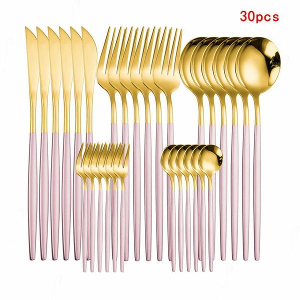 

dinnerware sets western gold set stainless steel pink knives forks spoons kitchen tableware dinner golden spoon fork cutlery