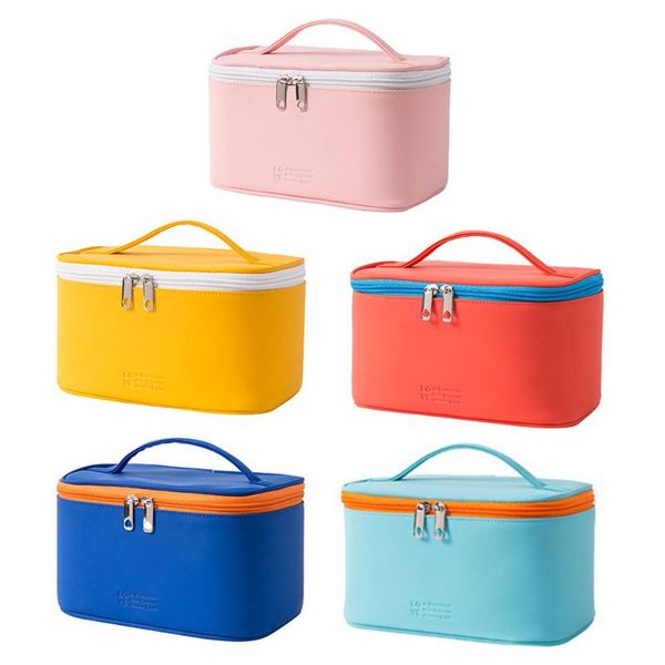 

eyebrow tools & stencils 1pc large capacity makeup bag pu leather portable travel cosmetic women beauty zipper waterproof organizer