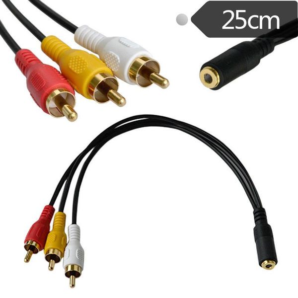 

3.5mmf to 3rca audio videom adapter cable 0.25m computer cables & connectors