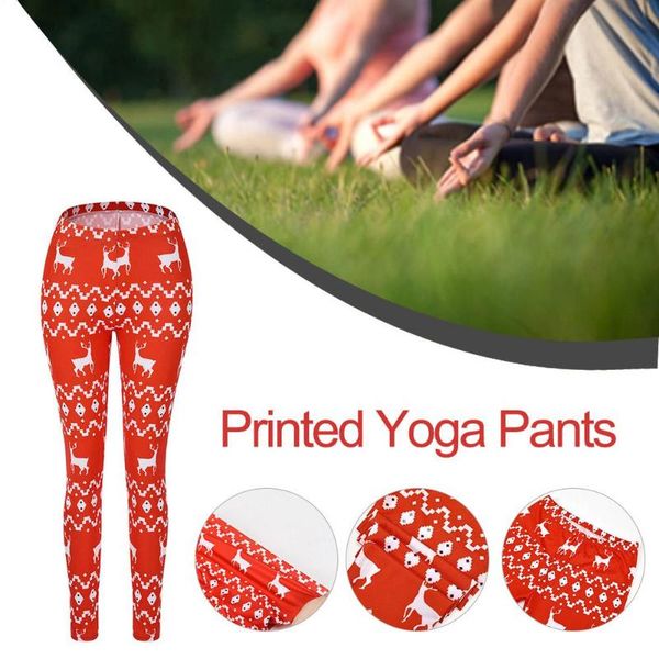 

yoga outfits christmas women pants gym fitness elastic trousers running breathable leggings, White;red