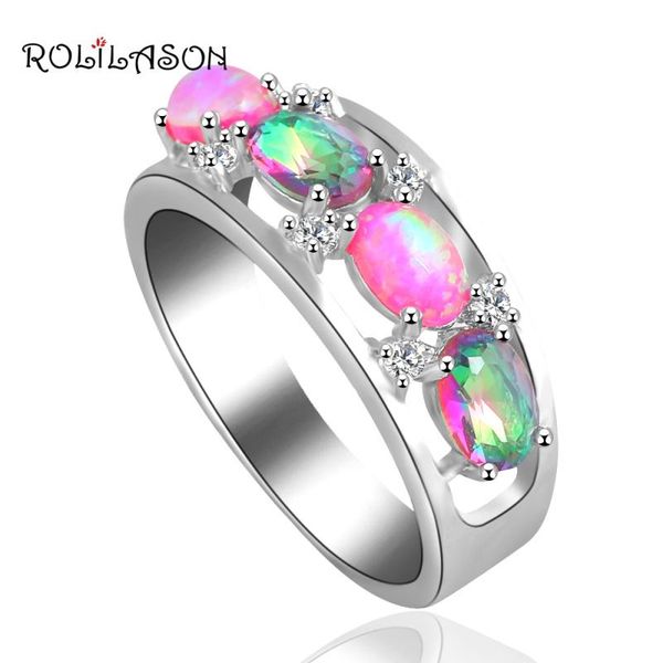 

cluster rings rolilason multicolor designer arrival purple fire opal 925 silver stamped fashion jewelry usa size #6#6.75#8#9 or615, Golden;silver