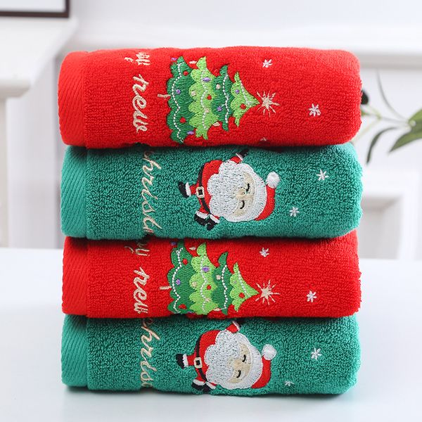Weihnachts-Gesichtshandtuch, rotes Weihnachtsmann-Baumwollhandtuch, Neujahrsgeschenk, Zuhause, Badezimmer, Waschhandtuch w-01262