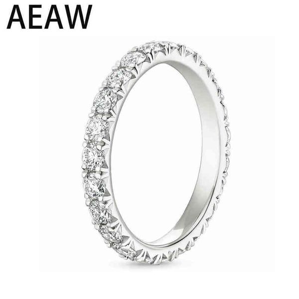 Aew s925 prata 0.8ctw 1.8mm df cor moissanite eternidade casamento banda moissanite anel para mulheres senhoras anel x220214