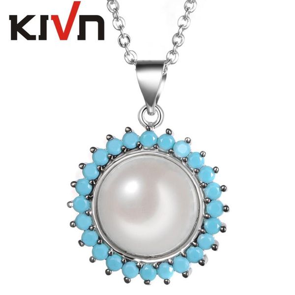 

pendant necklaces kivn jewelry cz cubic zirconia womens girls bridal wedding simulated pearl birthday gifts 10pcs lot wholesale, Silver