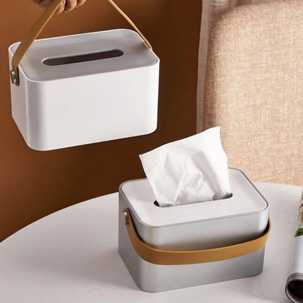 

tissue boxes & napkins plastic box holder square portable napkin dispenser organizer container with handle grey suitable for el, kitchen