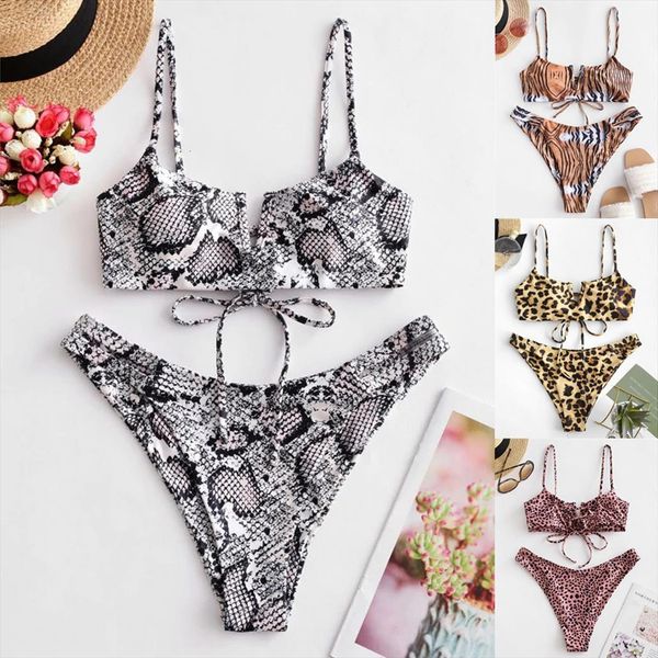 

z45 women bikini snakin womens swimsuit print separate low waist set two piece swimming suit bathing, White;black