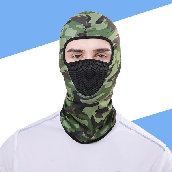 

summer men women camouflage balaclava face scarf mask sunscreen dustproof army cycling hunting fishing tactical hat x008 caps & masks, Black
