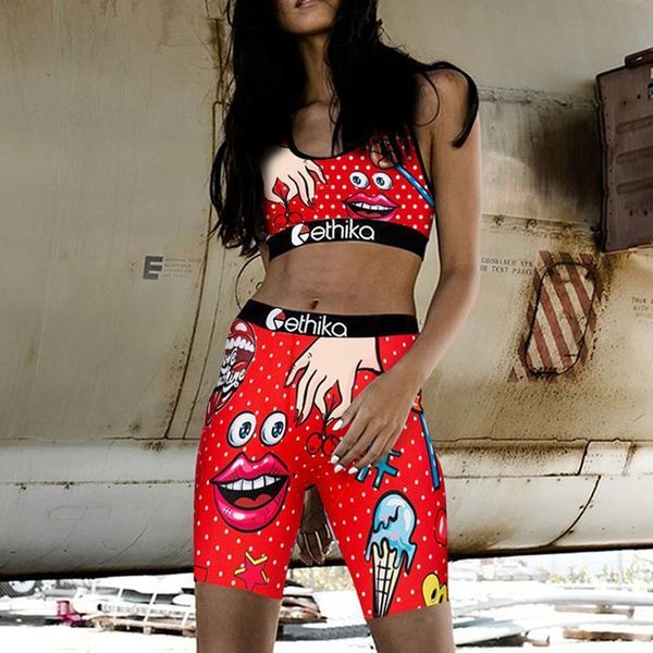 

ethika red 2 pieces set womens tracksuits slim sleeveless print tacksuit two bodycon playsuit, Gray