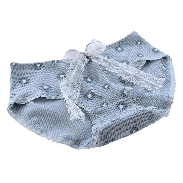 

5pcs girl underwear smoky blue daisy cute and sweet briefs hip-wrapped cotton crotch mid-waist women's panties women, Camo