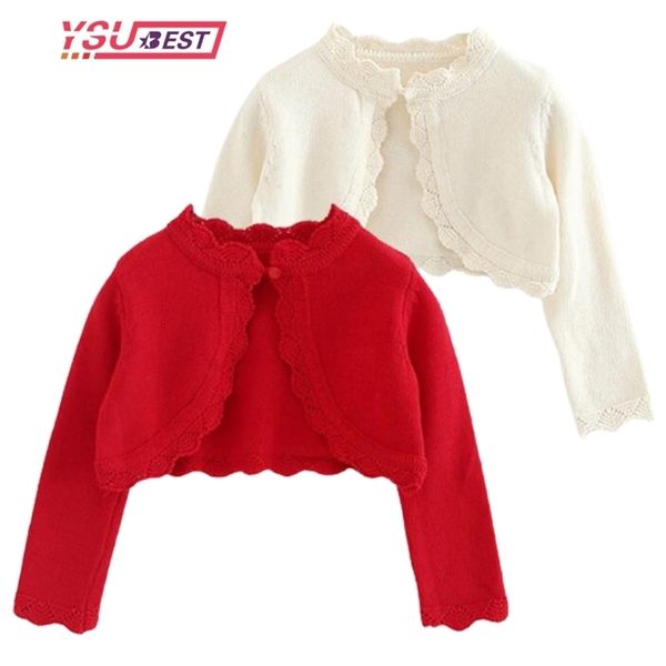 Menina bowknot bowknot bolero casamento jaqueta festa de aniversário de malha crochet casaco de cardigan kids kids capa roupas meninas tricotar 211204