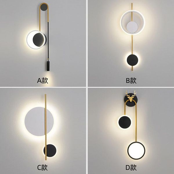 

wall lamp nordic modern led minimalist bedroom bedside art designer rotatable creative living room background