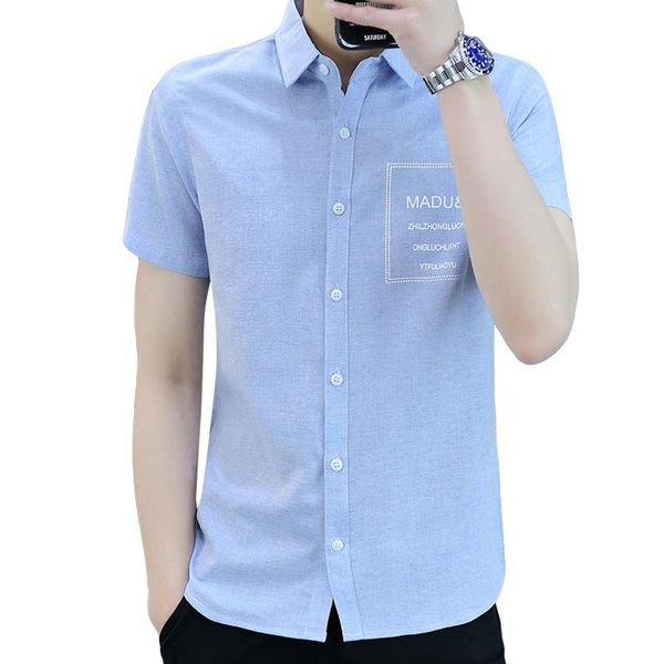 

men's casual shirts slim fit shirt short sleeve loose youth soft fashion solid color handsome all-match trend single breasted, White;black