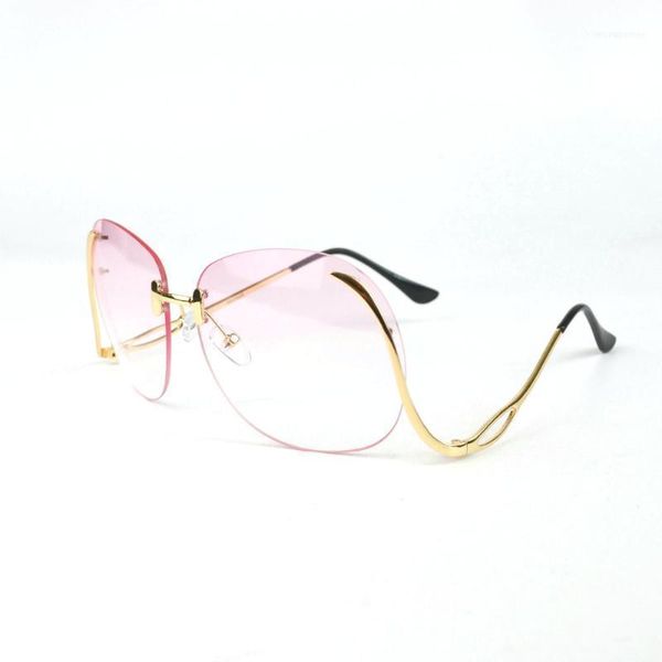 

sunglasses wholesale-2022 sale vintage metal women rimless oversize 60021, White;black