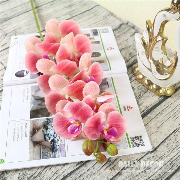 

real touch large 9 heads artificial silicone butterfly orchids wholesale felt latex flowers wedding decorative phalaenopsis & wreaths