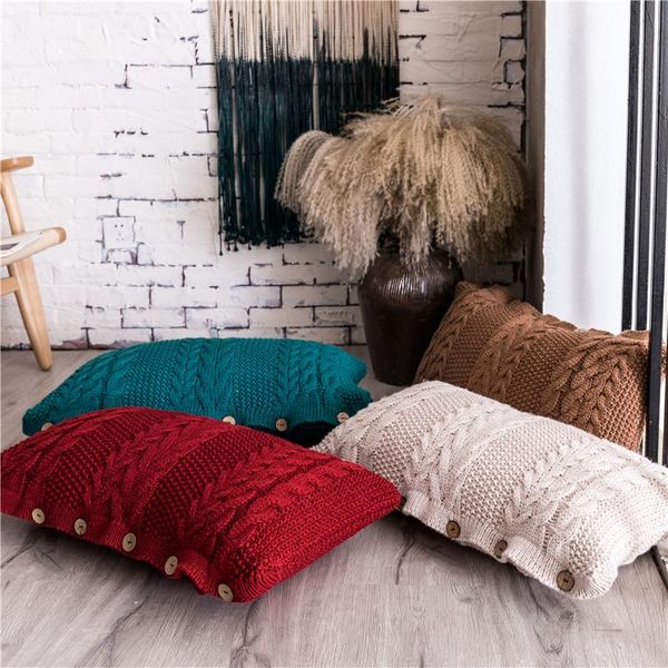 

cushion/decorative pillow solid knit cushion cover red peacock coffee ivory case soft for sofa bed living room decorative 35x65cm button ope