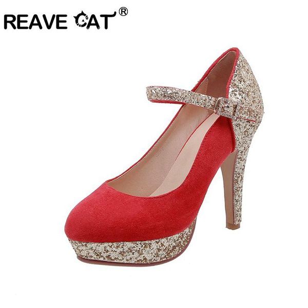 

dress shoes reave cat bridal pumps woman party high thin heels glitter wedding flock platform, Black
