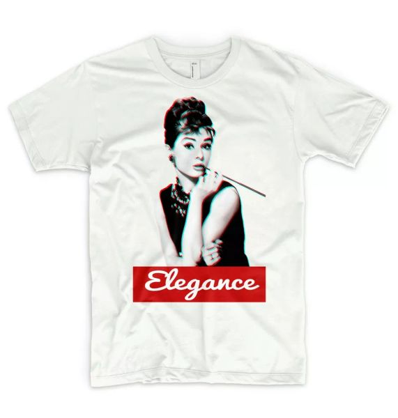 

Elegance T Shirt Audrey Hepburn Film And Fashion Icon British Humanitarian, White;black