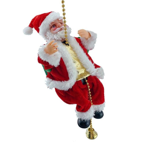 

christmas decorations electric climbing ladder santa claus plush doll creative music xmas decor figurine ornament climb up toy gifts