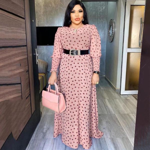 

ethnic clothing md african print polka dot maxi dresses women long sleeve chiffon dress underdress 2 pieces set muslim fashion evening gowns, Red