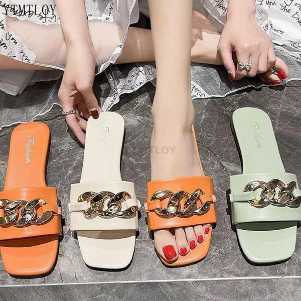 

women slippers fashion chain decoratie outdoor shoes ytmtloy summer zapatillas casa mujer sapatos femininos, Black