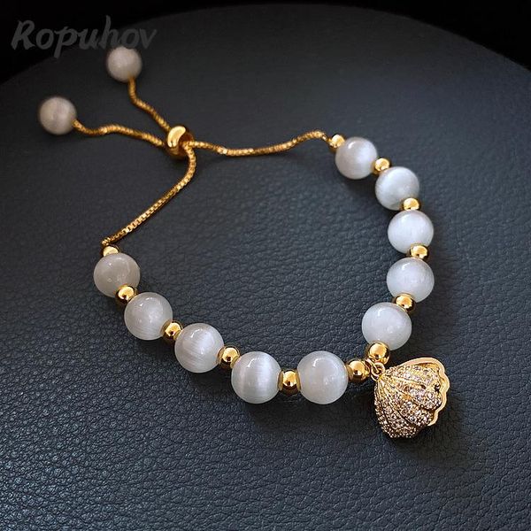 

link, chain ropuhov 2021 jewelry for woman gift korean fashion luxury charm bead stainless bracelets his and hers boho wrap wholesale, Black