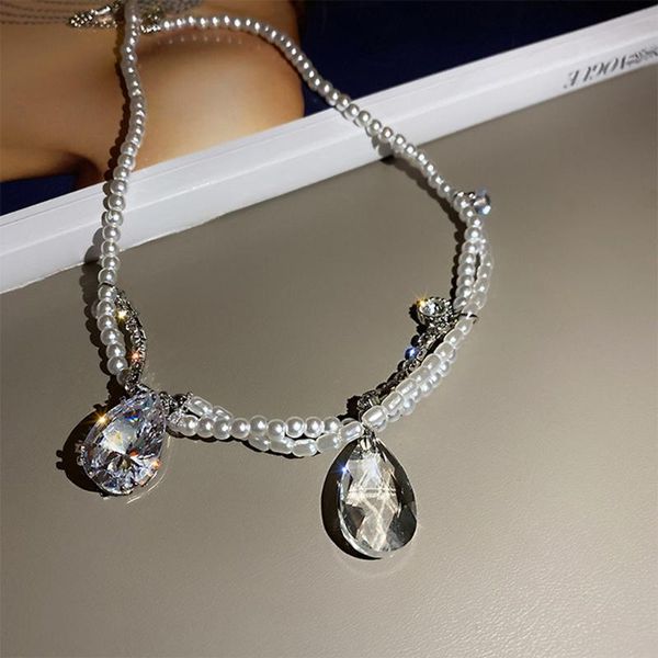 

chains sell like cakes pearl weaving crystal the baroque necklace korean contracted literary personality fashion pendant, Silver