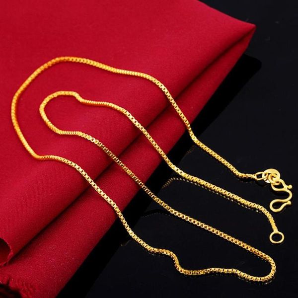 

chains limite promotion women 24k yellow gold plated box water wave chain o necklace for female party jewelry bead birthday gift, Silver