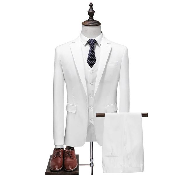 

white suit three piece man group performance dress business casual bridegroom marriage men's suits & blazers, White;black