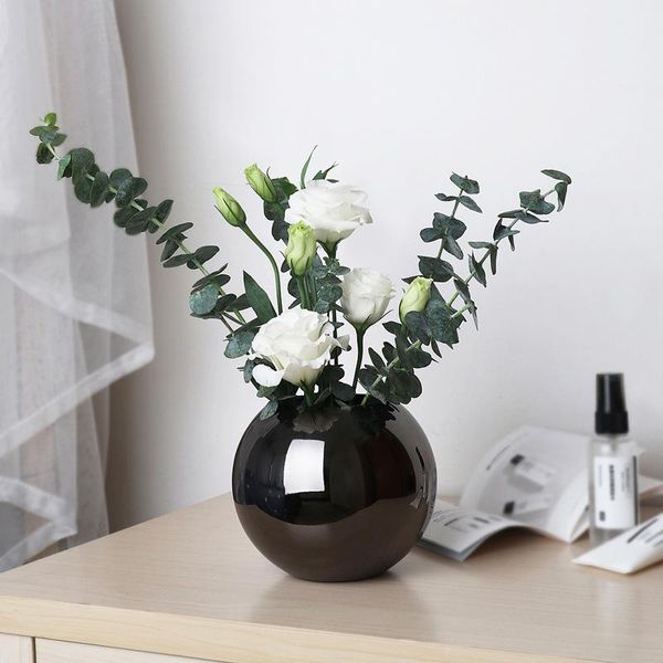 

vases black stainless steel round vase creative decoration