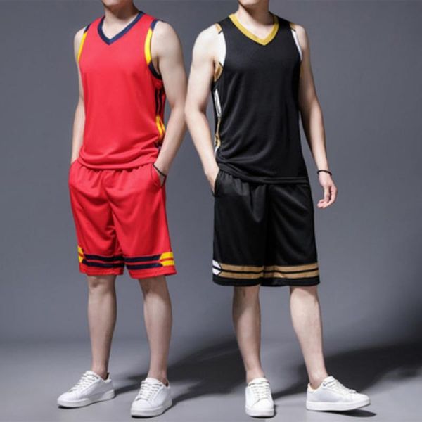 

men's tracksuits basketball suit men fast drying breathable college student jersey competition team uniform running training sportswear, Gray