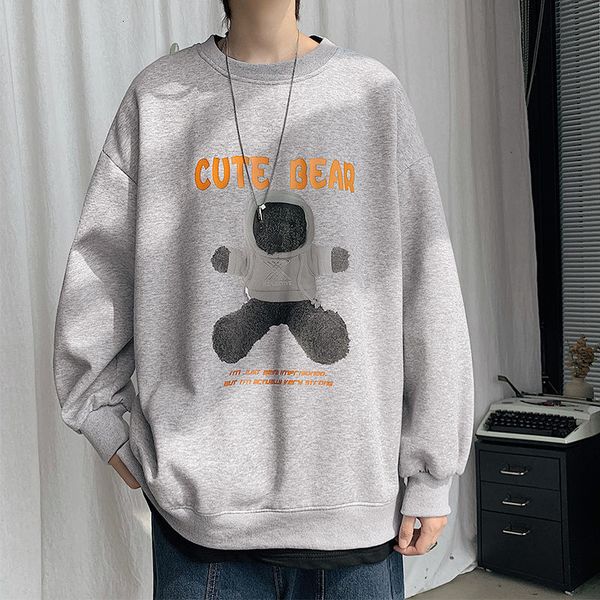 

men's hoodies & sweatshirts privathinker - men's loose sweatshirt, bear pattern, harajuku fashion brand sweater design, autumn clo, Black