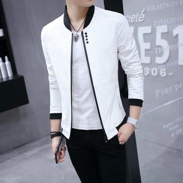 

men's jackets 2021 autumn fashion slim thin youth all-matching stand-up collar casual jacket, Black;brown