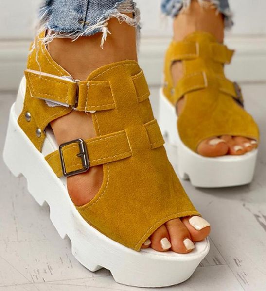 

dress shoes 2021 fashion summer platform wedge high heels casual comfortable light leisure woman sandals women female#g3, Black