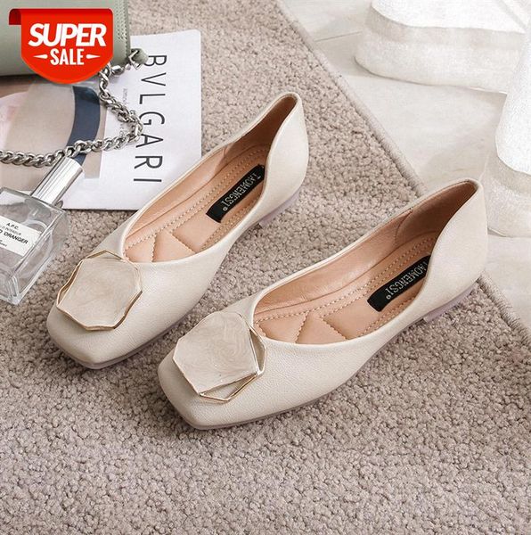 

flat single shoes women feminine temperament grandma square toe women's size #ki2j