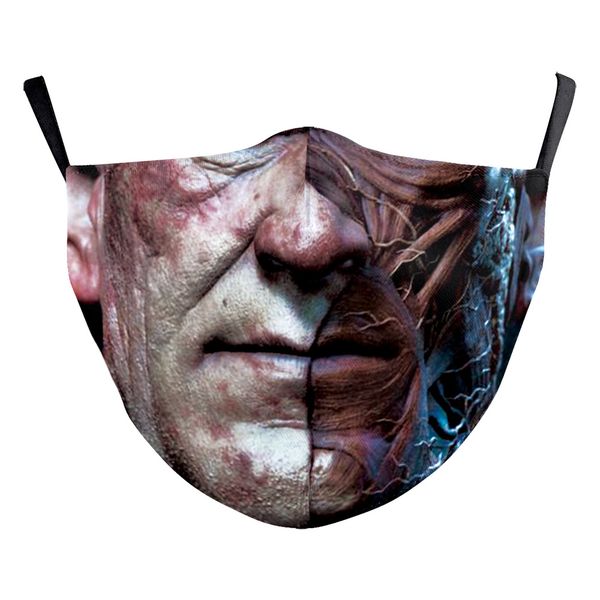 

evil personality design pattern printed masks (no filter) pack of 5 pieces comfortable hygiene reusable washable effective filtering dust