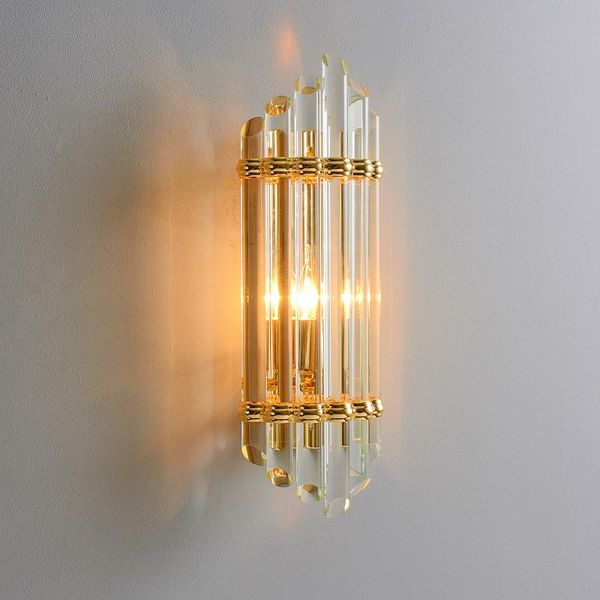 Настенный светильник светодиодный E14 PostModern Clean Crystal Bar Золотая железная установка Ligh Luster дизайн интерьера художественный декор для спальни лофт