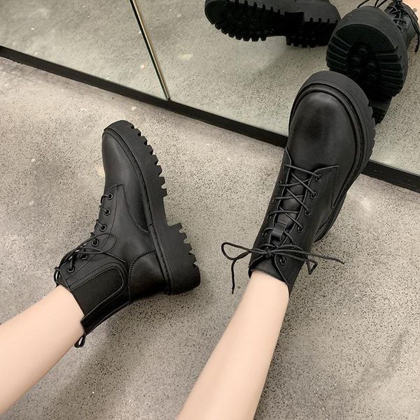 

boots women winter woman platforms autumn shoes for 2021 high heels women's ballet flats brat platform boot shoe, Black