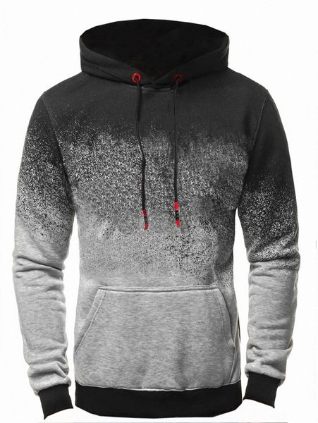 

men ombre kangaroo pocket drawstring hoodie a4je#, Black