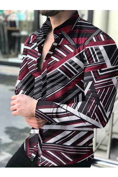 

men's casual shirts shirt hawaiian men single button wild printed male blouses 2021, White;black