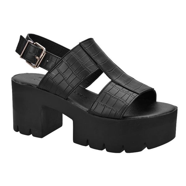 

sandals women's cleated chunky platform slingback for ladies, Black