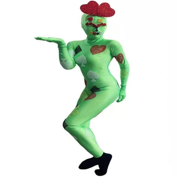 

party decoration h100 halloween tight cosplay pole dancer elastic stretched festival show clown diamond drilling chain jumpsuit club cards