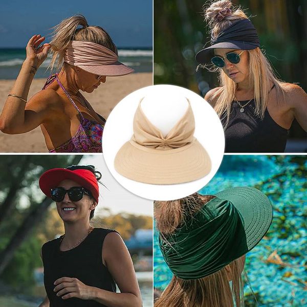 

wide brim hats 2021 fashion summer hat women sun visor cap anti-ultraviolet elastic hollow beach lady adjustable casual, Blue;gray